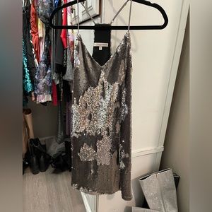 Silver sequin mini dress